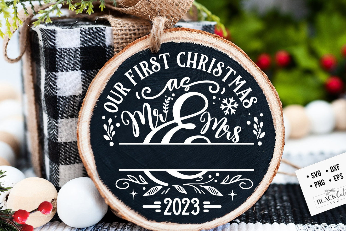 Our first Christmas as Mr and Mrs svg, Christmas ornament monogram svg, First Christmas ornament svg, First Christmas round svg, Married svg
