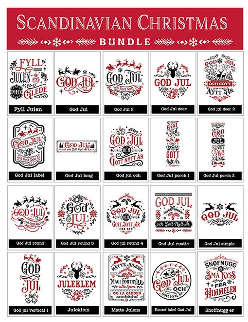 Scandinavian Christmas svg, God Jul Christmas svg, Norwegian Folk Christmas svg, Swedish Christmas svg, God Jul bundle svg