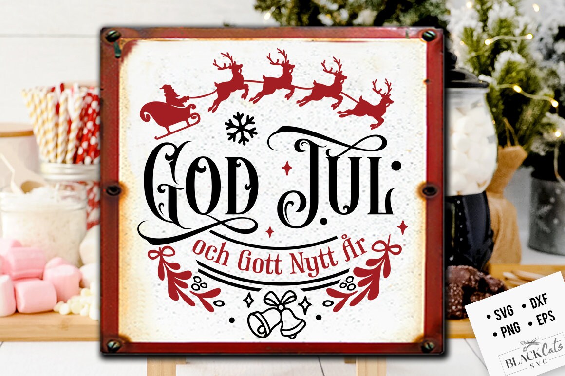 God Jul svg, Scandinavian Christmas svg, God Jul round ornament svg, God Jul Christmas svg, Norwegian Christmas svg, Swedish Christmas svg