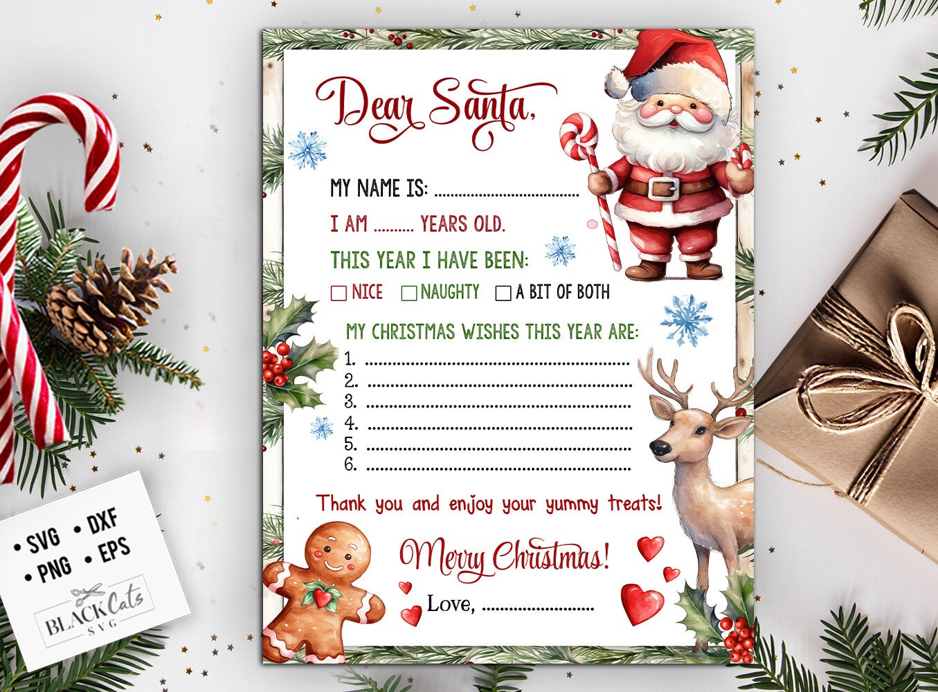 Letter to Santa PRINTABLE, Santa Letter, Kids Letter to Santa, Easy To Print Letter To Santa , Christmas Printable, Letter to Santa Claus