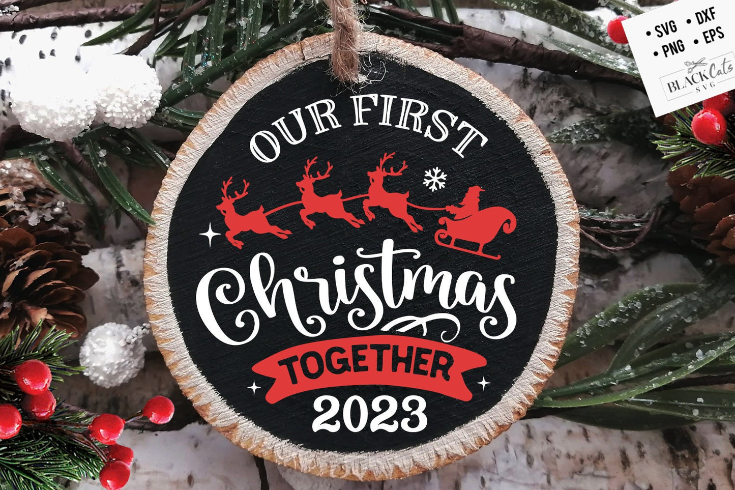Our First Christmas 2023 svg, First Christmas ornament svg, Our first Christmas svg, First Christmas round ornament svg, Christmas Together
