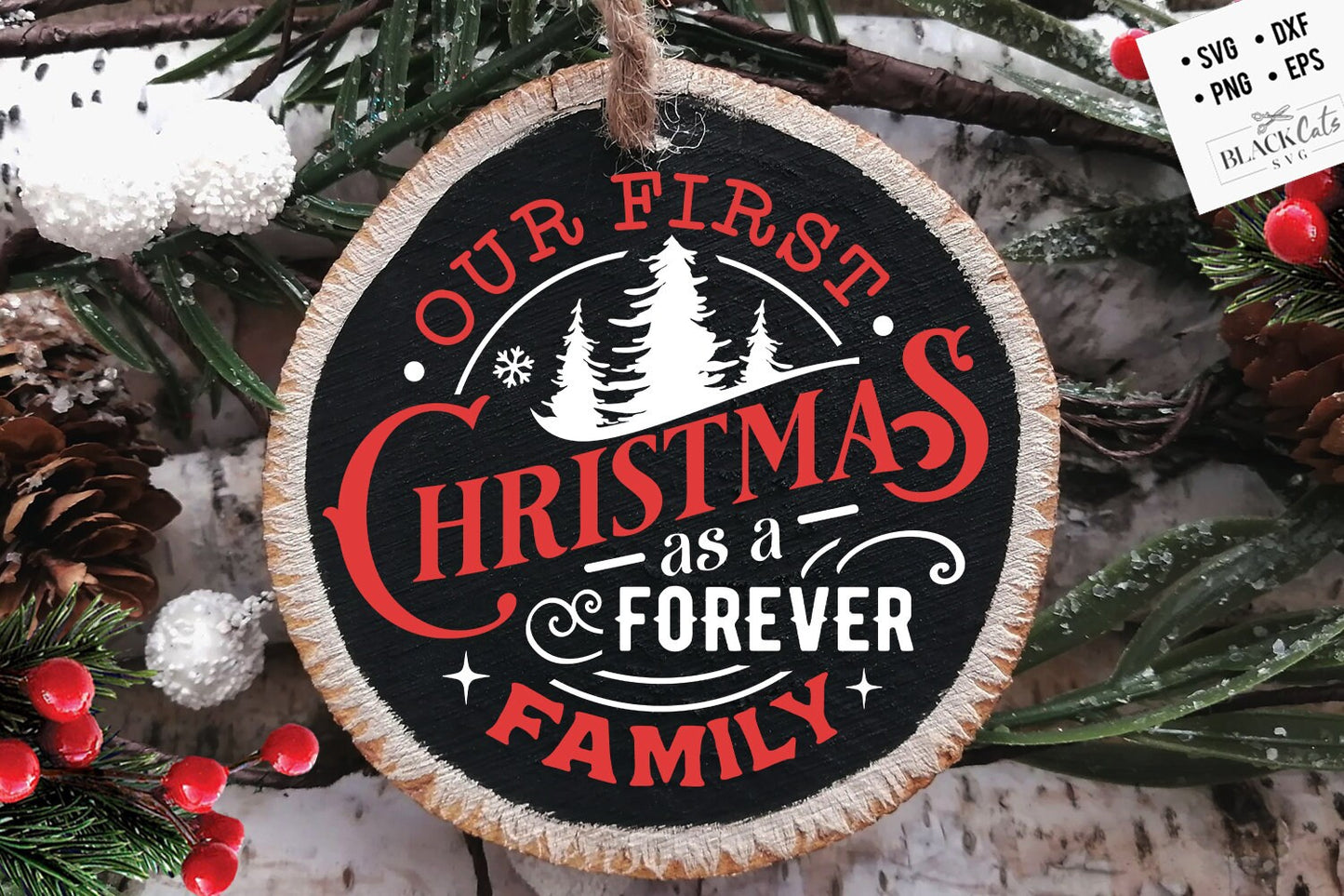 Forever family Christmas ornament svg, Our First Christmas ornament svg, First Christmas svg, First Christmas round ornament svg, Adopted