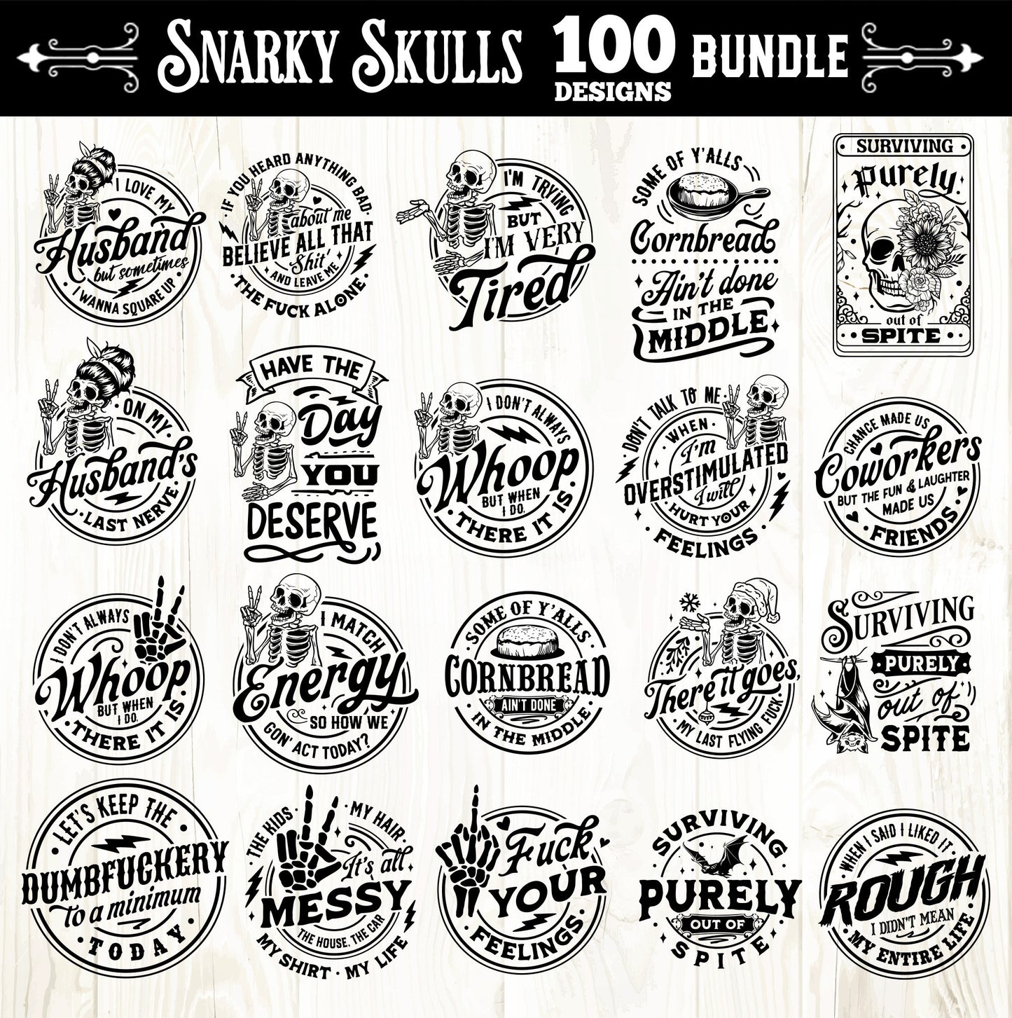 Snarky skulls bundle 100 designs SVG, Adult humor svg, Sarcastic bundle svg, Funny skeleton bundle svg, skeleton svg, Sassy Bundle svg
