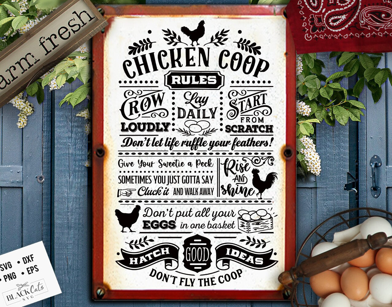 Personalized Chicken Coop Rules Wooden Sign - Gift Idea For Chicken Lovers - Man/Woman With Up to 8 Chickens - Lay Daily Crow Loudly main image 0