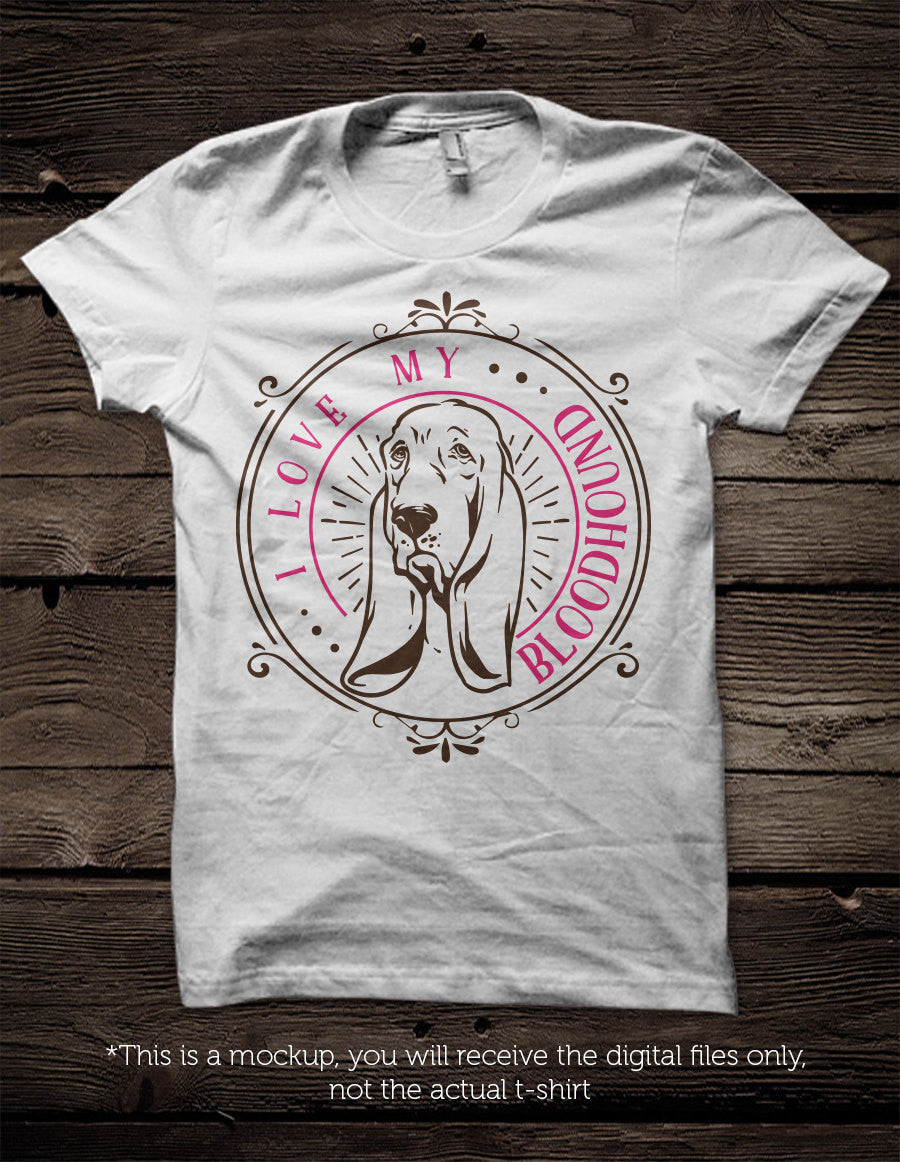 I love my Bloodhound - SVG file Cutting File Clipart in Svg, Eps, Dxf, Png for Cricut & Silhouette - BlackCatsSVG
