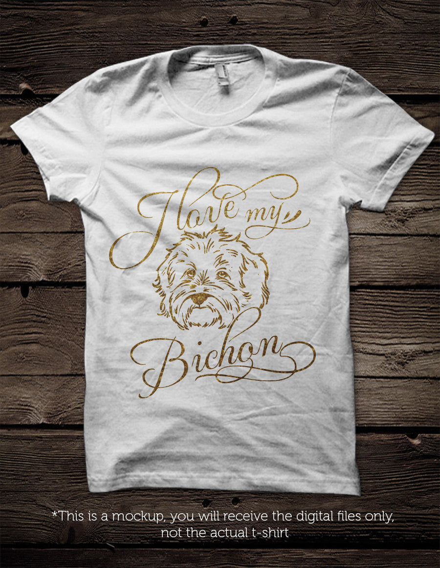 I love my Bichon - SVG file Cutting File Clipart in Svg, Eps, Dxf, Png for Cricut & Silhouette - BlackCatsSVG