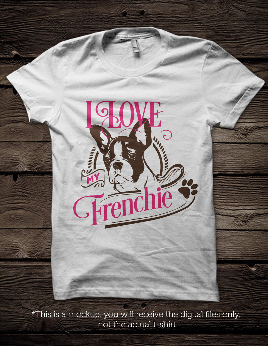 I love my french bulldog - SVG file Cutting File Clipart in Svg, Eps, Dxf, Png for Cricut & Silhouette - I love my frenchie - BlackCatsSVG