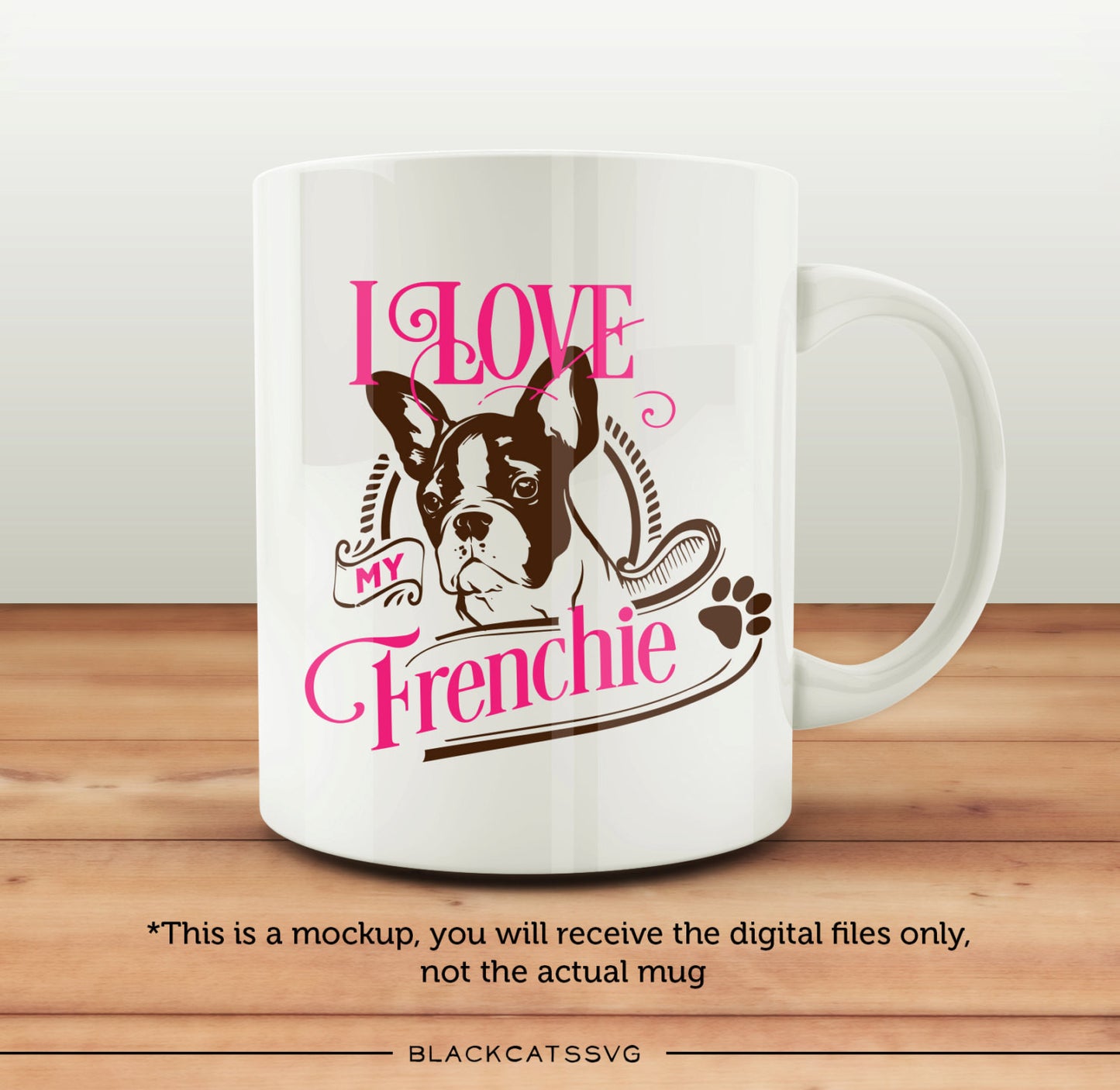 I love my french bulldog - SVG file Cutting File Clipart in Svg, Eps, Dxf, Png for Cricut & Silhouette - I love my frenchie - BlackCatsSVG