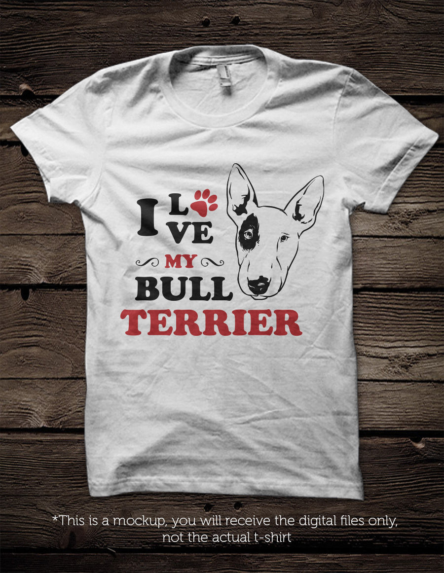 I love my Bull Terrier -  SVG file Cutting File Clipart in Svg, Eps, Dxf, Png for Cricut & Silhouette - BlackCatsSVG