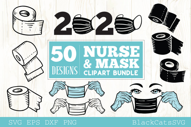 Nurse and mask SVG bundle cliparts 50 designs