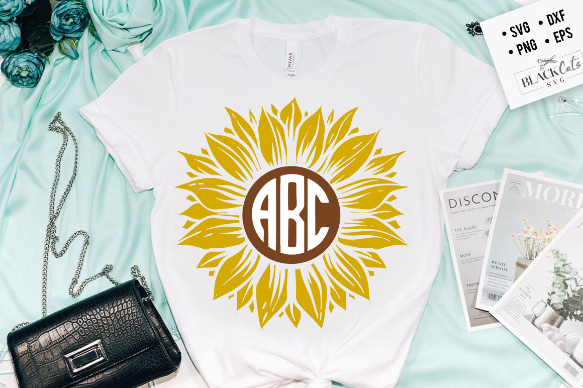 Sunflower Round Monogram SVG File