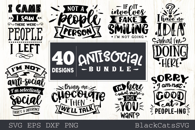 Sassy SVG bundle 40 designs antisocial SVG bundle