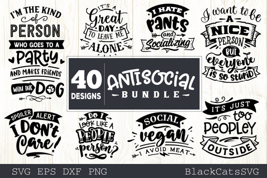 Sassy SVG bundle 40 designs antisocial SVG bundle