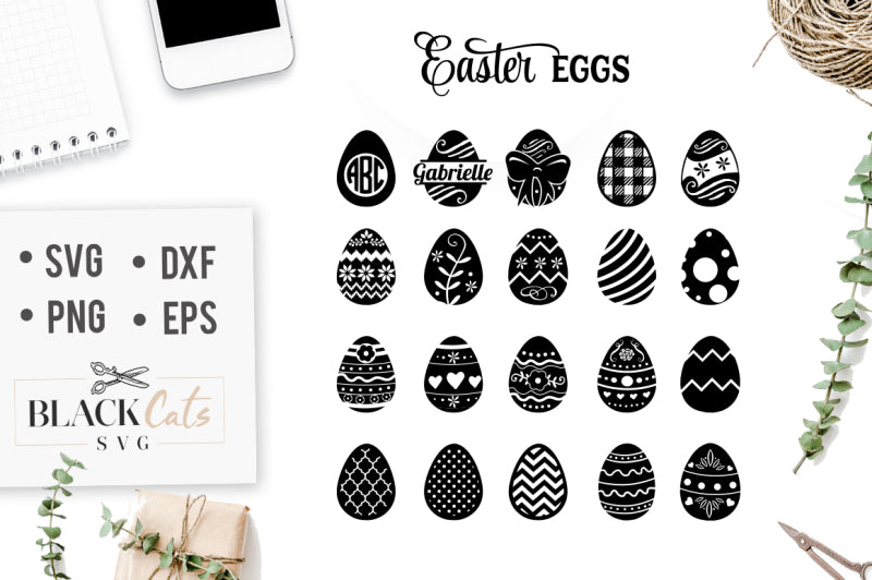Easter Eggs SVG file Cutting File Clipart in Svg, Eps, Dxf, Png for Cricut & Silhouette