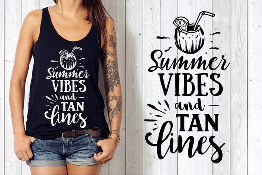 Summer vibes and tan lines SVG file Cutting File Clipart in Svg, Eps, Dxf, Png for Cricut & Silhouette - beach svg