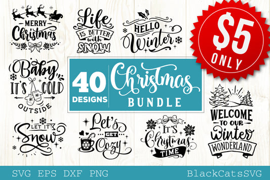 Christmas bundle 40 SVG file vol 2 Cutting File Clipart in Svg, Eps, Dxf, Png for Cricut & Silhouette