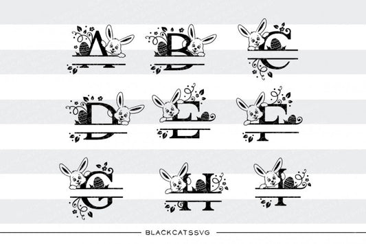 Easter Split font with bunny and Easter egg - SVG file Cutting File Clipart in Svg, Eps, Dxf, Png for Cricut & Silhouette