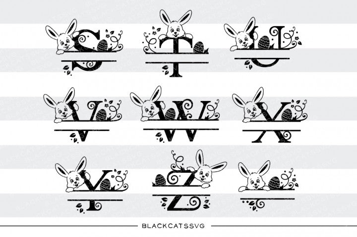 Easter Split font with bunny and Easter egg - SVG file Cutting File Clipart in Svg, Eps, Dxf, Png for Cricut & Silhouette