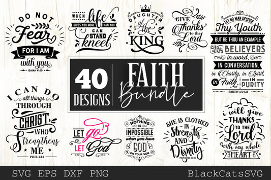 Faith Bundle 40 SVG files Cutting File Clipart in Svg, Eps, Dxf, Png for Cricut & Silhouette