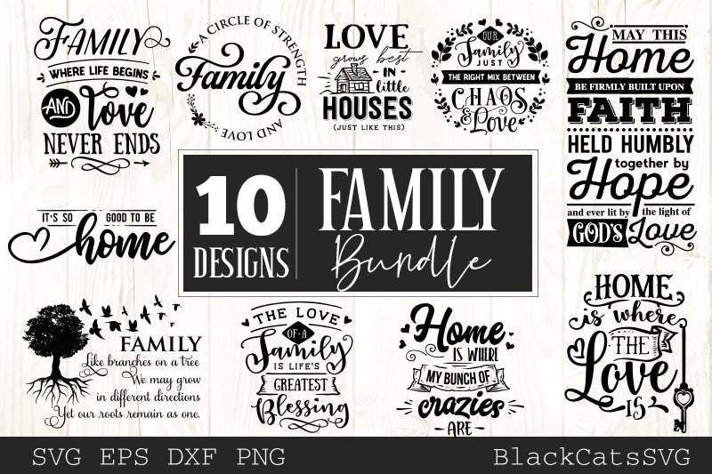 Family and home SVG bundle 10 designs