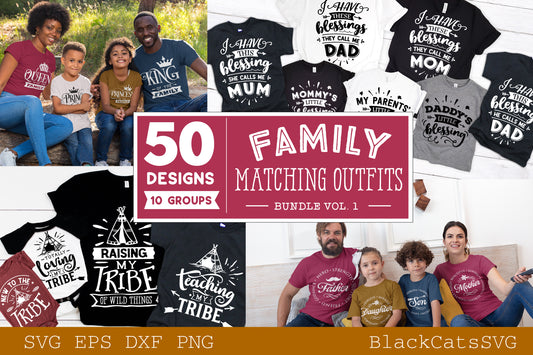 Family matching outfits SVG bundle 50 designs vol 1