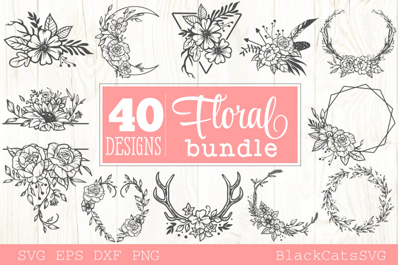 Floral frames SVG bundle 40 designs