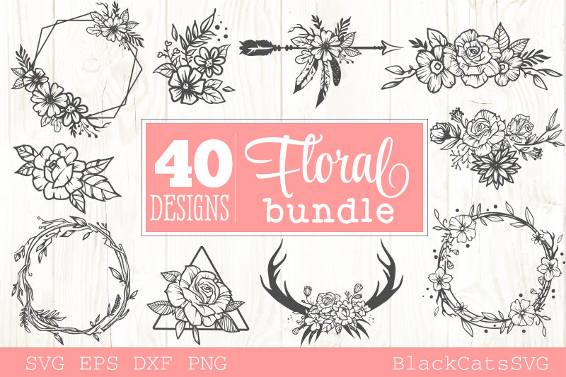 Floral frames SVG bundle 40 designs
