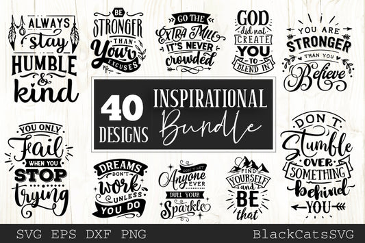 Inspirational SVG bundle 40 designs Motivational SVG bundle