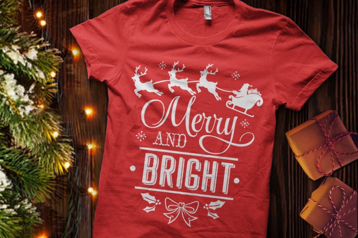 Merry and Bright - Christmas SVG
