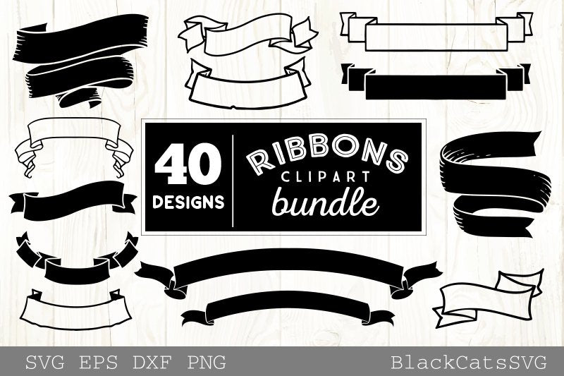 Ribbons clipart SVG bundle 40 designs – BlackCatsSVG