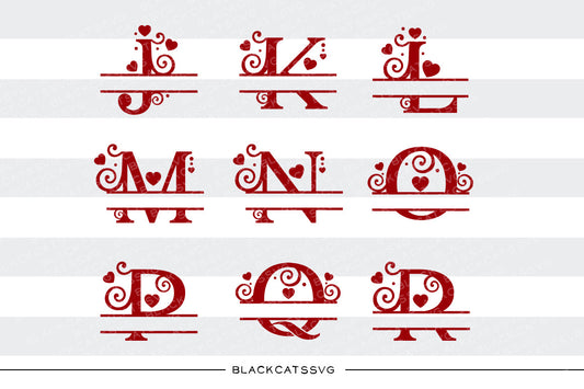 Monogram hearts split font Valentine SVG file Cutting File Clipart in Svg, Eps, Dxf, Png for Cricut & Silhouette svg Valentine - BlackCatsSVG