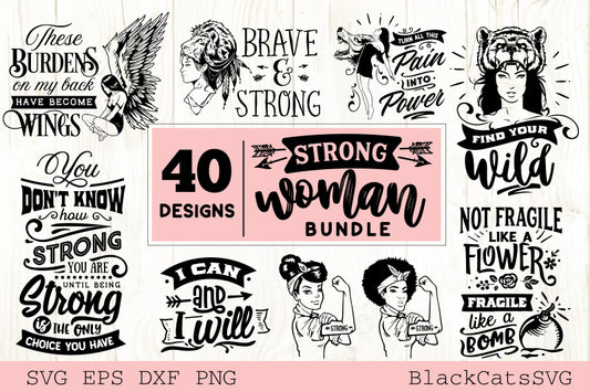 Strong woman SVG bundle 40 designs
