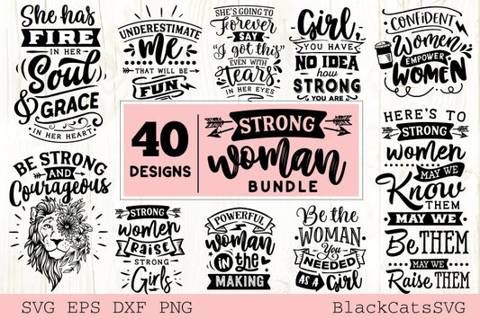 Strong woman SVG bundle 40 designs