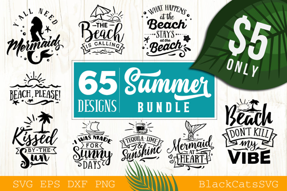 Summer Bundle - 65 Summer SVG files Bundle Summer SVG file Cutting File Clipart in Svg, Eps, Dxf, Png for Cricut & Silhouette