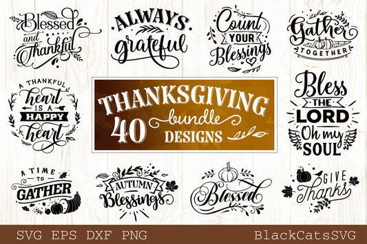 Thanksgiving bundle - 40 SVG file Cutting File Clipart in Svg, Eps, Dxf, Png for Cricut & Silhouette
