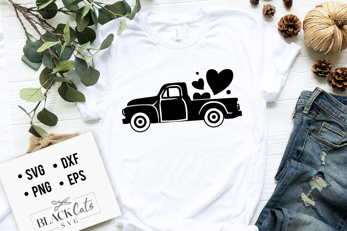 Truck with Hearts SVG