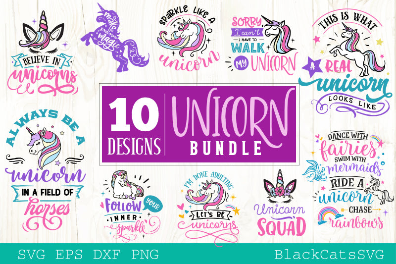 Unicorn Bundle SVG file Cutting File Clipart in Svg, Eps, Dxf, Png for Cricut & Silhouette