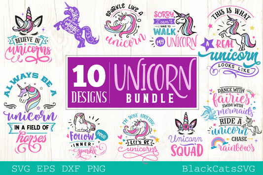 Unicorn Bundle SVG file Cutting File Clipart in Svg, Eps, Dxf, Png for Cricut & Silhouette