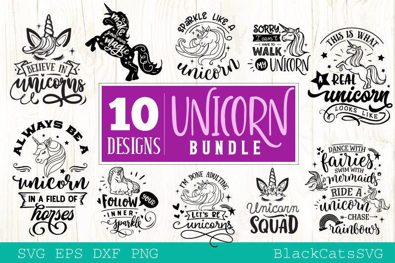 Unicorn Bundle SVG file Cutting File Clipart in Svg, Eps, Dxf, Png for Cricut & Silhouette