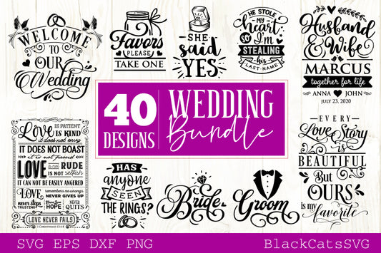 Wedding bundle - 40 SVG file vol 2 Cutting File Clipart in Svg, Eps, Dxf, Png for Cricut & Silhouette