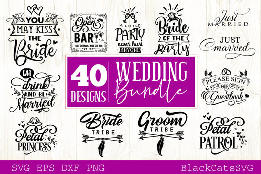 Wedding bundle - 40 SVG file vol 2 Cutting File Clipart in Svg, Eps, Dxf, Png for Cricut & Silhouette