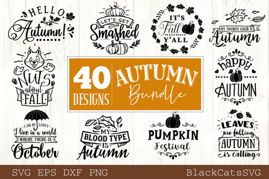 Autumn bundle - 40 SVG file Cutting File Clipart in Svg, Eps, Dxf, Png for Cricut & Silhouette