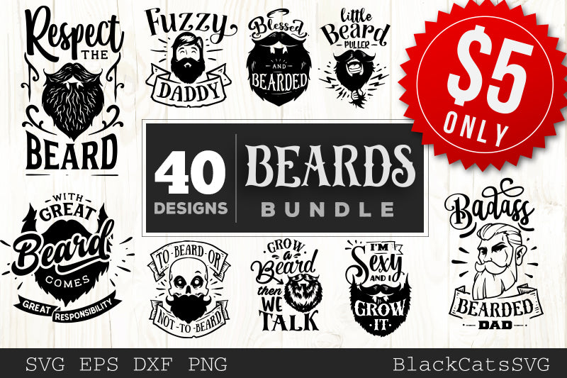 Beards SVG bundle 40 designs