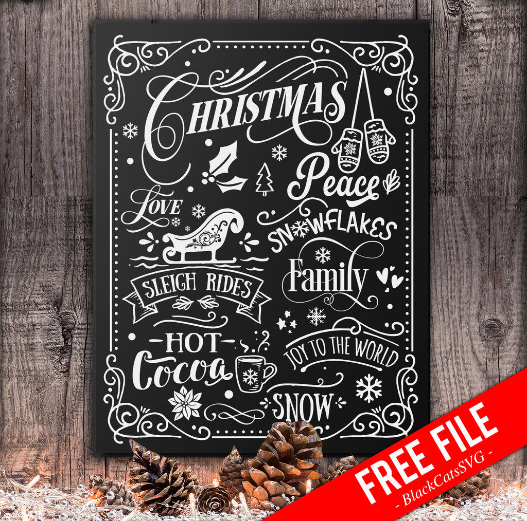 Christmas word art poster - FREE SVG cutting file