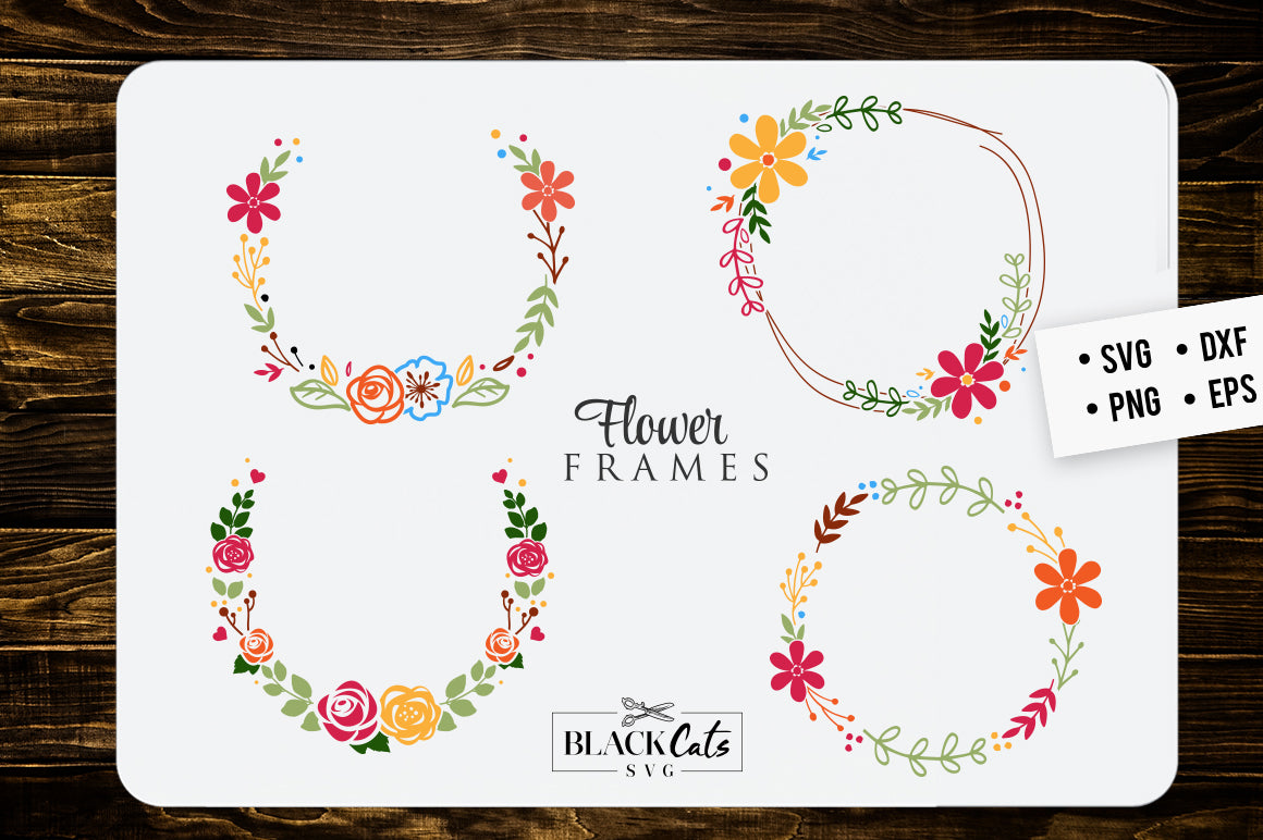 Flower frames SVG floral frames SVG file Cutting File Clipart in Svg, Eps, Dxf, Png for Cricut & Silhouette
