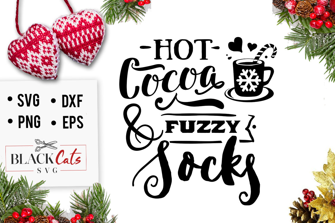 Hot cocoa and fuzzy socks SVG