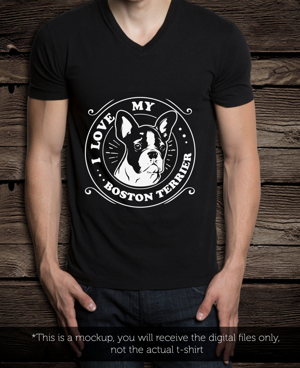 I love my Boston Terrier -  SVG file Cutting File Clipart in Svg, Eps, Dxf, Png for Cricut & Silhouette - BlackCatsSVG