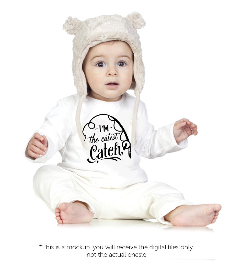 I'm the cutest catch - fishing baby -  SVG file Cutting File Clipart in Svg, Eps, Dxf, Png for Cricut & Silhouette Little fishing buddy - BlackCatsSVG