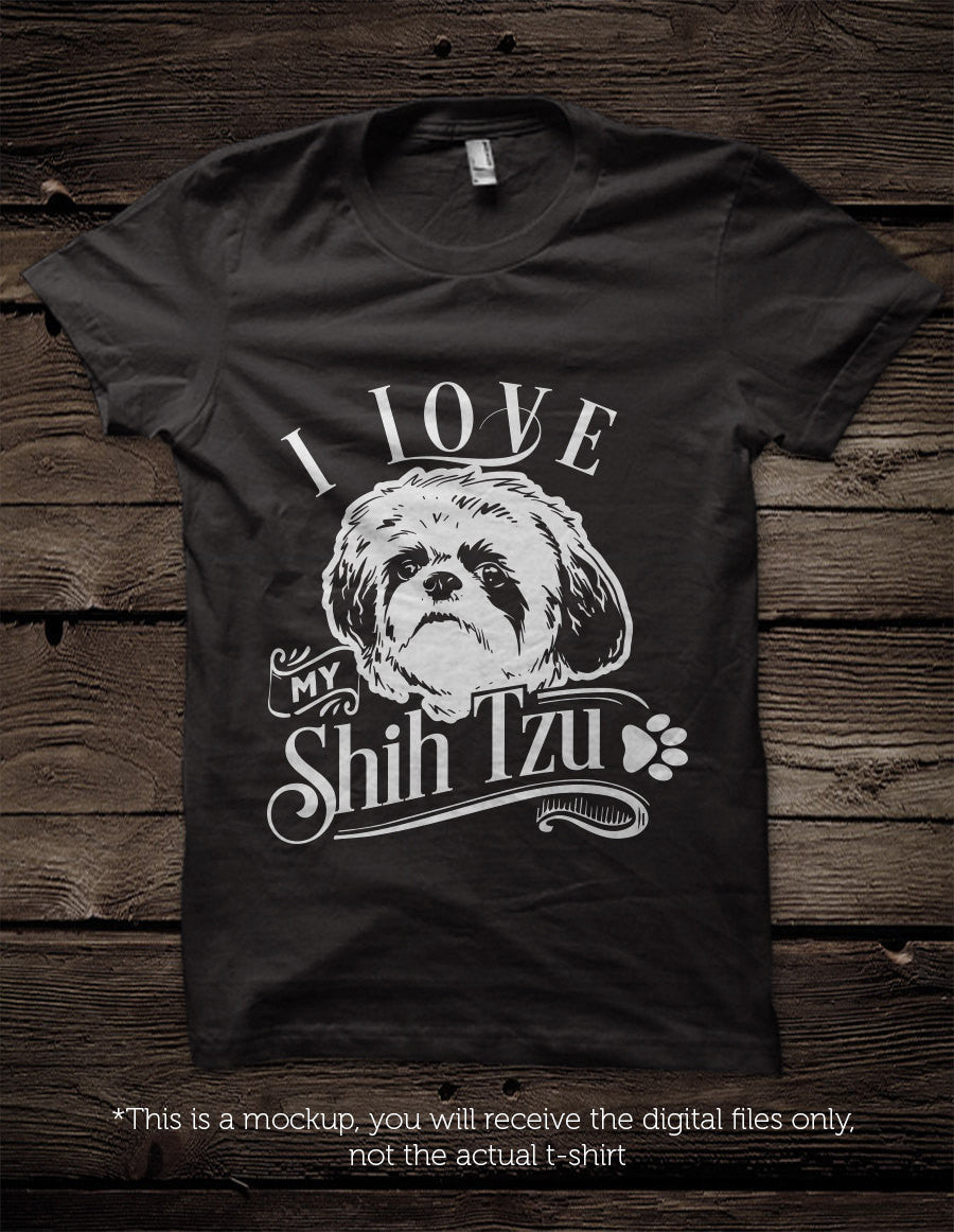 I love my Shih Tzu -  SVG file Cutting File Clipart in Svg, Eps, Dxf, Png for Cricut & Silhouette - BlackCatsSVG