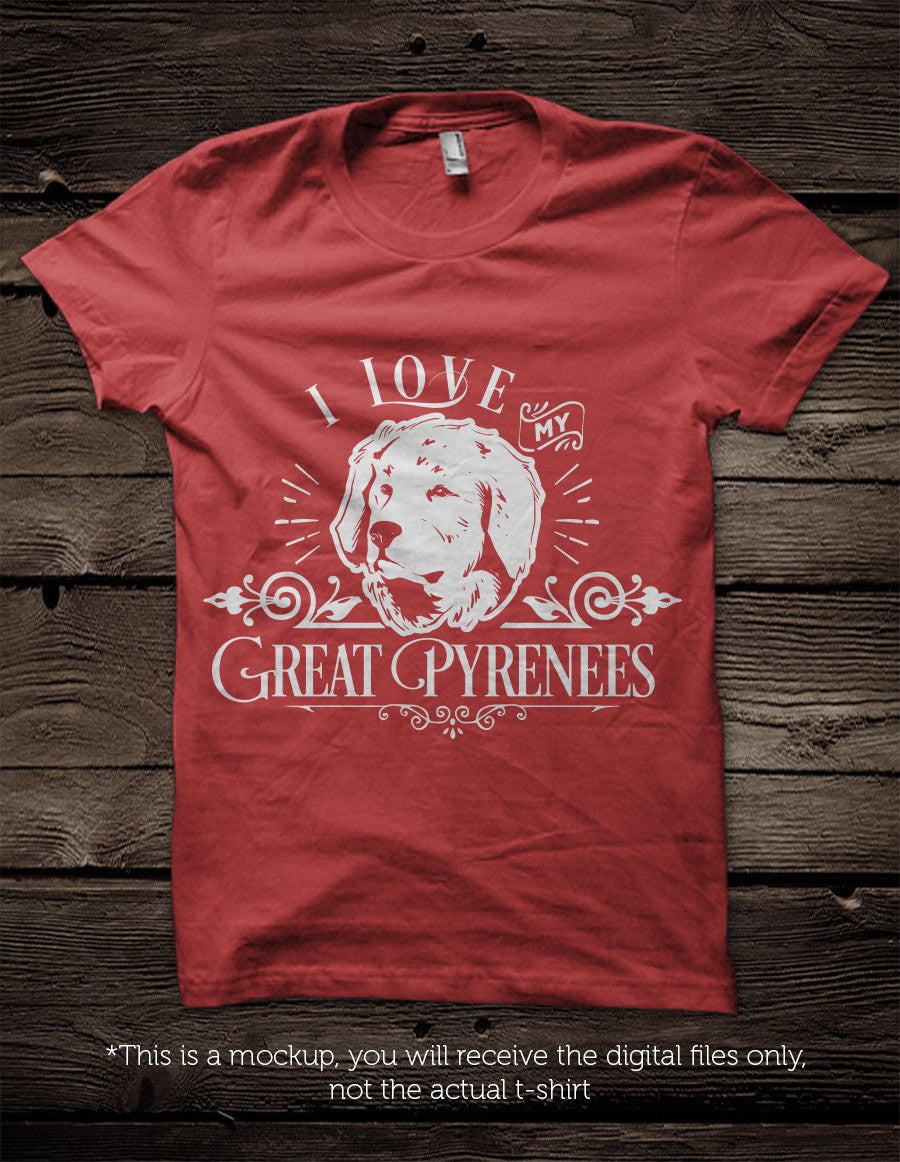 I love my Great Pyrenees -  SVG file Cutting File Clipart in Svg, Eps, Dxf, Png for Cricut & Silhouette - BlackCatsSVG